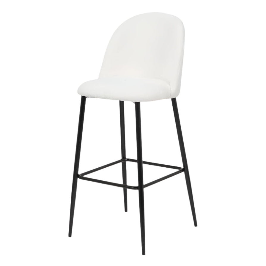 Turi White Boucle & Black Bar Stool